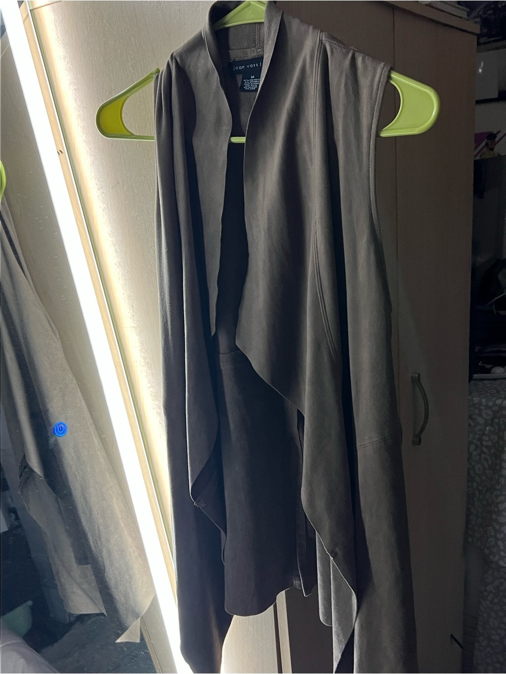 Joan Vass New York Sleeveless Draped Long Vest -